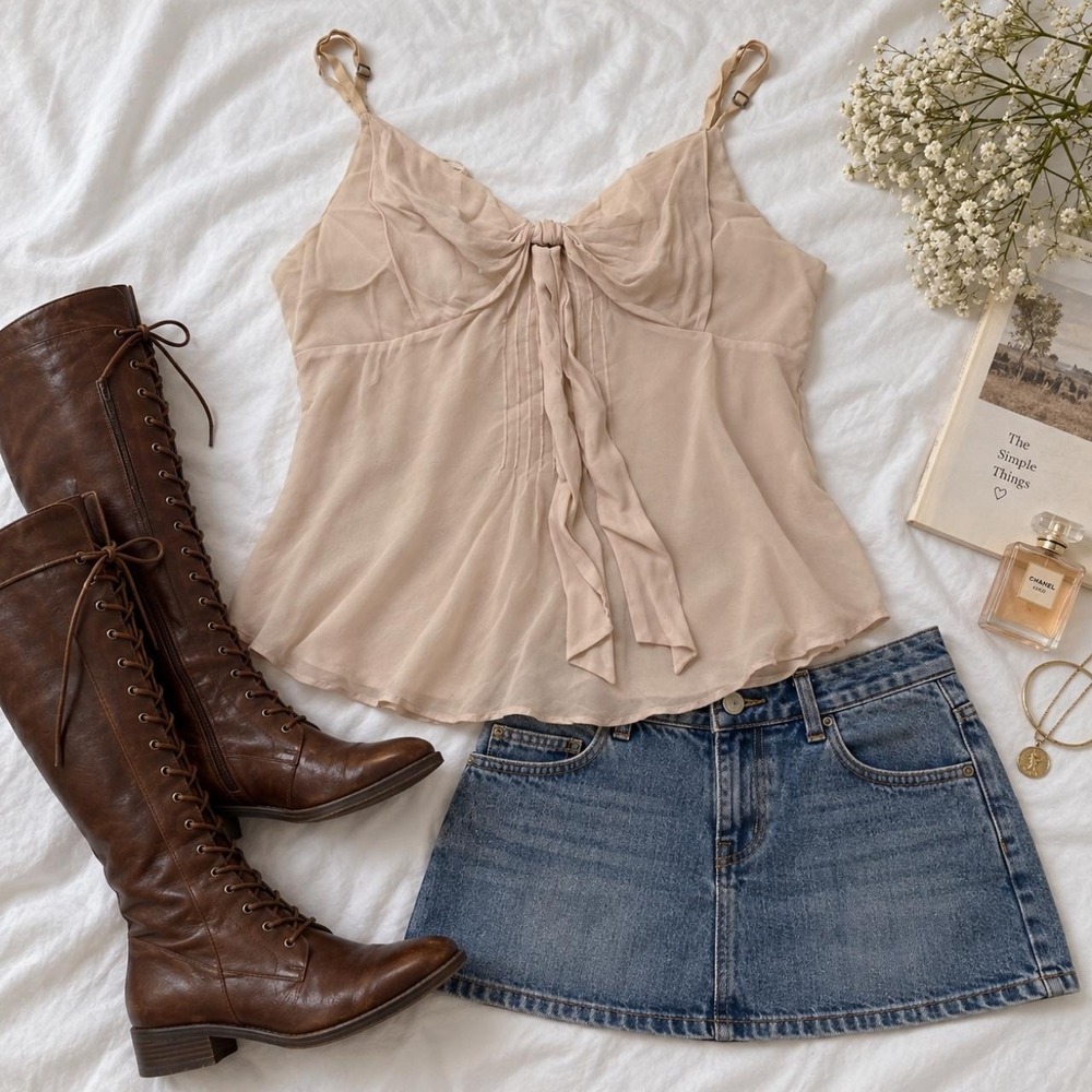Y2K Viktor and Rolf for H&M size 10 100% silk cream cami top